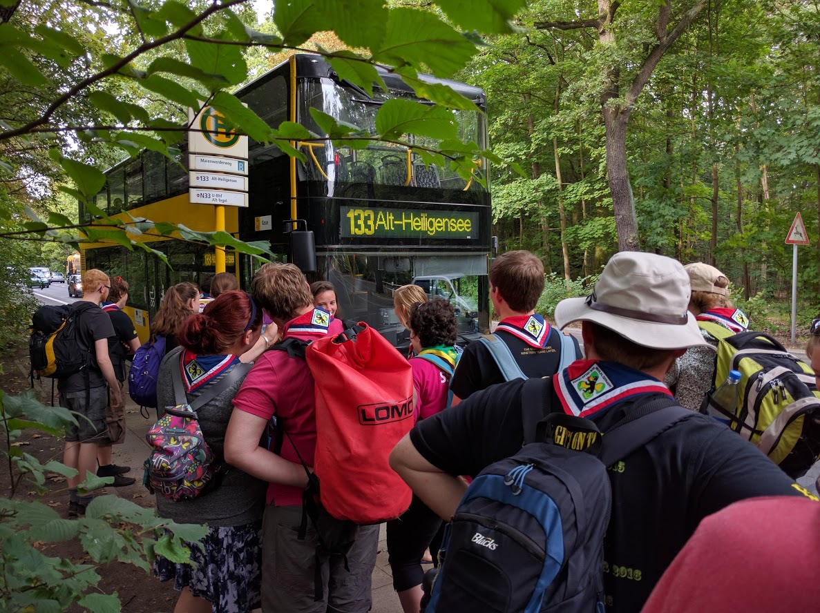 Some SSAGOers getting onto a bus at Witan